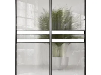 Partition 6 two mirrors with plant in middle 3D model