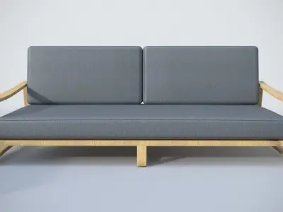 Patio Set wooden lounge chair Free low-poly 3D model