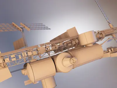 International Space Station With RIG Low-poly 3D model