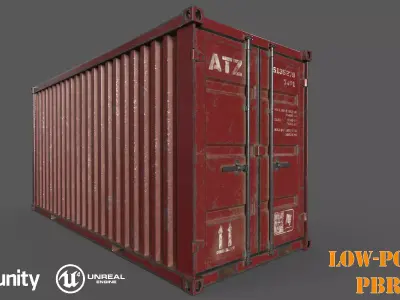 Claret Shipping Container PBR Low-Poly 3D Game Ready Model Low-poly 3D model