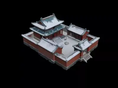  courtyard snow scenery 3D model