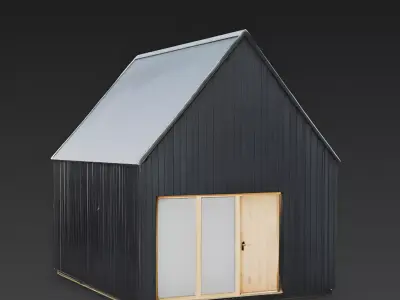 Modern Rustic Nordic Cabin 3D Model Low-poly 3D model