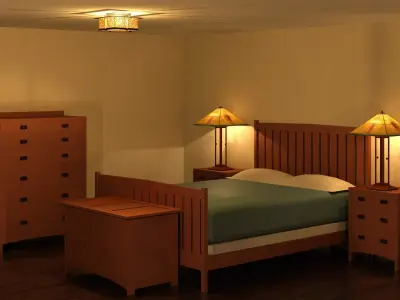 Stickley Mission Living Room and Bedroom furniture Low-poly 3D model