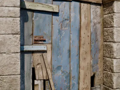 Devastated Door Low-poly 3D model