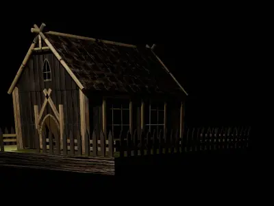 3d log cabin Low-poly 3D model