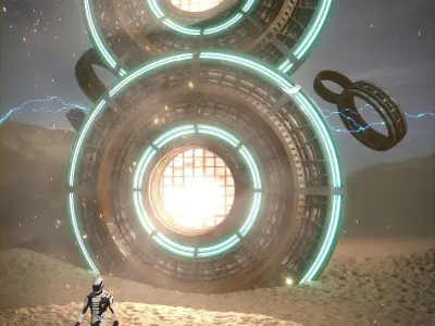 Portal on Desert Low-poly 3D model