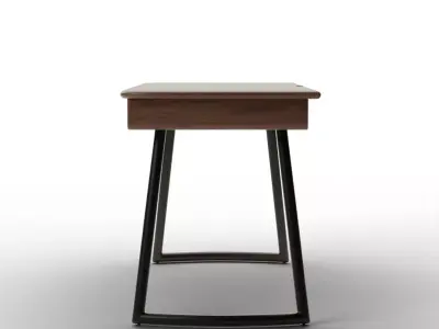 Minimalist Mid-Century Crane Writing Desk - Solid Walnut Low-poly 3D model