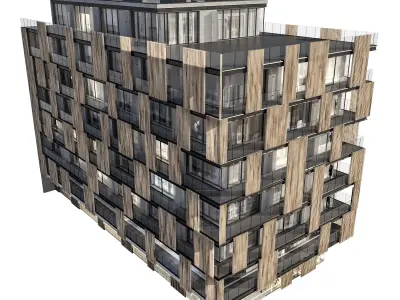 Modern residential building 04 3D model