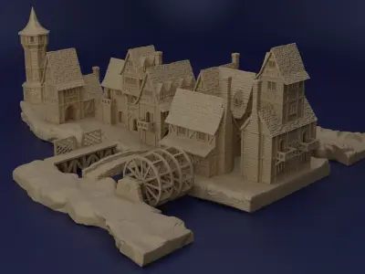 River Village Tabletop Terrain 28 mm 3D print model