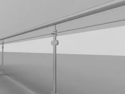 Iron Glass Railing Low-poly 3D model
