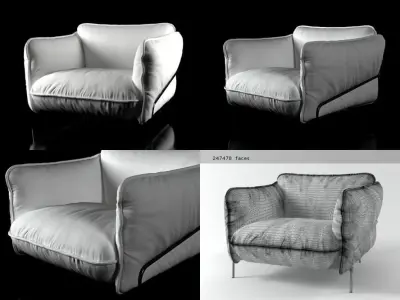 Continental armchair 3D model