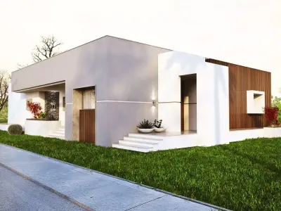 3D Model Modern House on Open Plot Low-poly 3D model