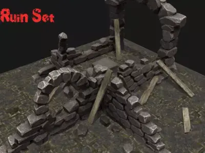 Ruin Set ruins Low-poly 3D model
