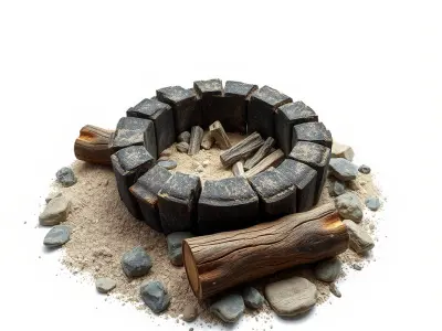 Campfire Setup Model Pack with Realistic Logs and Stones Low-poly 3D model