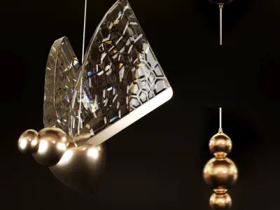 Butterfly LED Clear and Gold Unique Pendant Light 3D model
