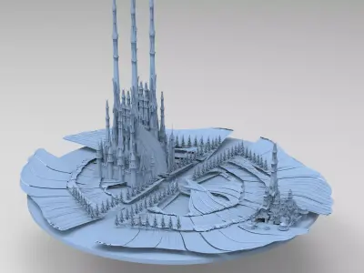 Sci fi Winter Island floating  3D model