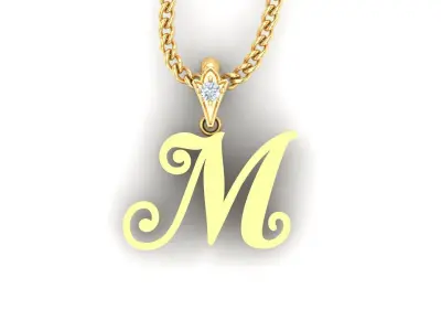 Light Gold Fancy Font Pendant M 3D print model