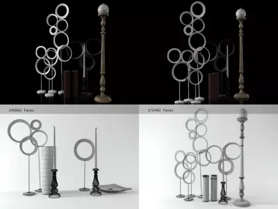 Candleset vases and candlesticks 3D model