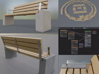 Street Bench 10 Version 3 Low-poly 3D model