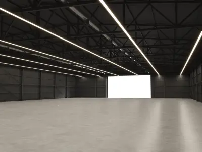 Warehouse Hangar interior exterior 3D model