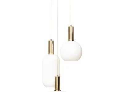 Martin pendant chandelier with white shades 3D model