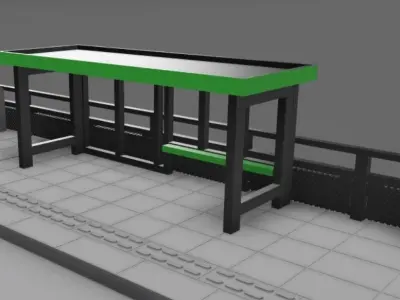 Tram Stop London Low-poly 3D model