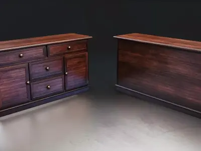 Classic Wooden Sideboard Cabinet - 2 Low-poly 3D model