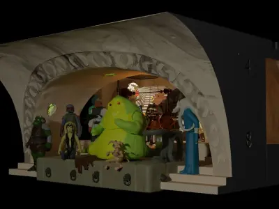 Jabbas Throne Area - complete set - 1-12 Blackseries 3D Model Pack