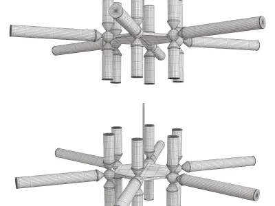 Designer ceiling lamp castle Low-poly 3D model