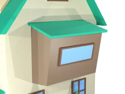House 3D Model 2 Floors Low-poly 3D model