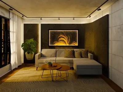 Industrial Contemporary Small Living Room 3D print model