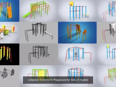 Collection 5 elements Playground for kids 3D Model Pack
