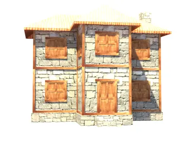 medieval house low poly village town residential house  65 Low-poly 3D model