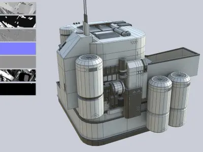 Scifi house Low-poly 3D model shop