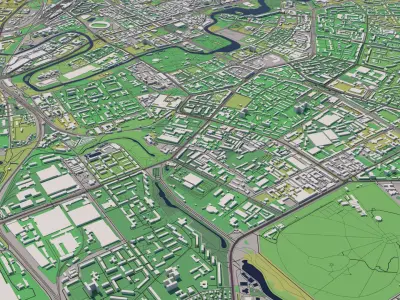 Minsk Belarus 30x30km City Map 3D model
