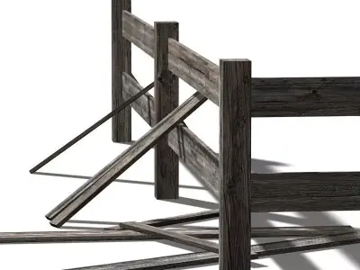 Fence wooden Low-poly 3D model