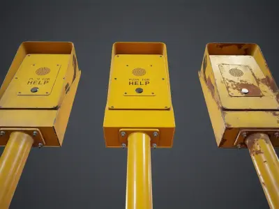 Emergency Call Box 1 PBR Game Ready Low-poly 3D model