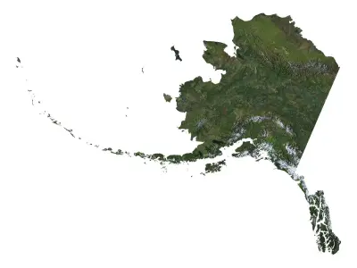 High detailed relief map of Alaska 3D model