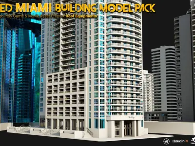 High Detailed MIAMI Building Model Pack plus Rooftop Equipment 3D model