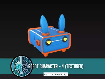 Robot Character - 4 -Textured Low-poly 3D model