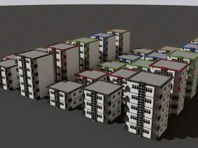 Cartoon Building Low Poly Building C 30 Variant Low-poly 3D model