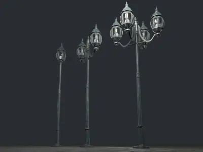 Set of Bounded Street Lamps 3D model