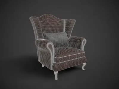 Wingback Chairs 008 Low-poly 3D model