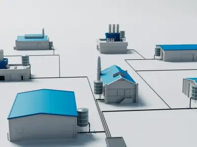 Factory Building Low-poly 3D model buy