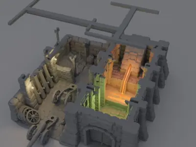 Medieval Cannon Forge Tabletop Terrain 28 mm 3D print model