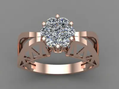 Rose Gold Women Diamond Ring 3D print model 3D print model 34