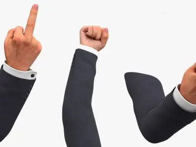  Male Arms with Sleeves Animated Rigged for Maya Collection 2 