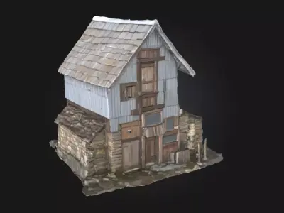 Weathered Shack  Abandoned Structure Model for Rural and Post 3D model