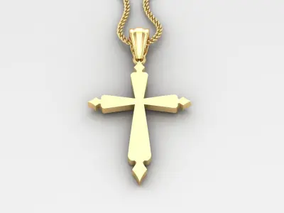 Light Gold 18K Cross Pendant 2CP079 3D print model