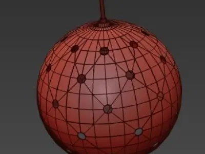 Brass and Black Spheres Large Mobile Chandelier 3D model